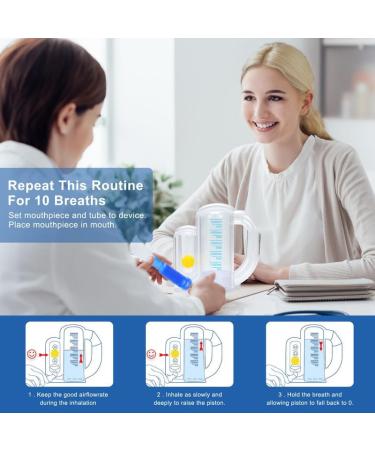 Breathing Trainer for Adults | Lung Exercise Device with 5000ml Volume & Flow Rate Indicator - Incentive Spirometer - Buy Online on GoSupps.com