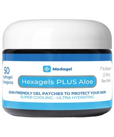 Hexagels Plus Aloe Vera - Hydrogel Pads Protection & Treatment | Blister Prevention | Instant Cooling and Soothing Relief of Skin Irritations | 50ct Hexagon Pads (Original Formula) 50 ct Original Formula