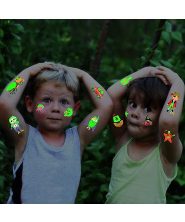 Glow in Dark Temporary Tattoos for Kids - Luminous Cartoon Stickers, Ideal Party Favors and Birthday Gifts - Boys and Girls Party Supplies - Buy Online on GoSupps.com