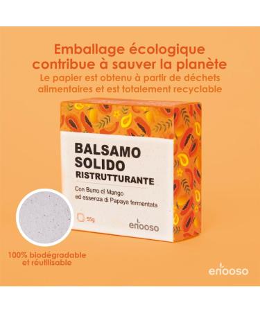 Apr s-shampooing Solide Restructurant et Fortifiant Naturel Bio pour cheveux ab m s - au beurre de Mangue et Papaye 55 g - Enooso - 100% Artisan Bio Vegan - Fabriqu en Italie - Buy Online on GoSupps.com