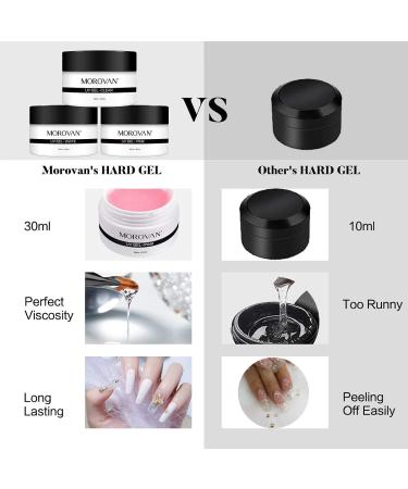 Morovan Builder Gel for Nails Kit - Clear, White, Pink Hard Gel Extension Set | Professional Nail Builder Gel for Beginners - DIY at Home Kit - Buy Online on GoSupps.com