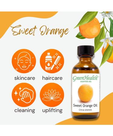 100% Pure Sweet Orange Essential Oil - 4 fl oz Glass Bottle with Dropper | GreenHealth - Buy Online on GoSupps.com