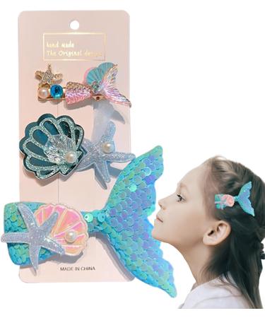 Women Mermaid Headwear Mermaid Hair Accessories | Seashell Hair Clips with Hair Bows Hairpin Princess Headwear for Mermaid Costume Accessories Women and Cosplay Props 5# Blue Fishtail Suit - Buy Online on GoSupps.com