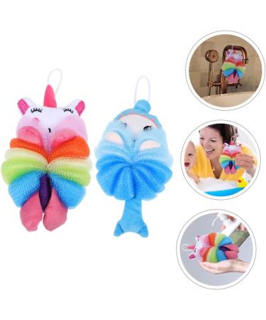 2pcs Children's Bath Ball | Toddler Shower Accessories | Cartoon Loofah Sponge Washcloths for Kids | Body Scrubbers for Baby - Buy Online on GoSupps.com