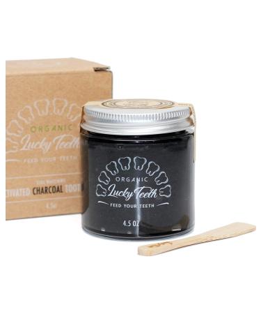 Charcoal Toothpaste Xtra Whitening Toothpaste - Zero Waste & Compostable 4.5 oz Glass Bottle by Lucky Teeth - All Natural Organic Remineralizes and Fortifies Teeth and Gums. (1 Bottle)