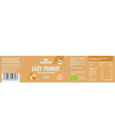 Oatsome 2 Set Easy Peanut Spread 380g | Vegan & Natural | Healthy Crunchy Nut Butter | No Added Sugar | Bio | Perfect for Breakfast | International Shipping Available - Buy Online on GoSupps.com