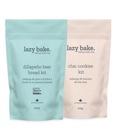 Lazy Bake Gourmet Baking Mix Bundle. Dillapeno Beer Bread Mix and Chai Cookie Mix. Make Fresh Baked Bread and Snacks at Home. Made In Canada. (Pack Of 2) Dillapeno & Chai (Pack of 2)