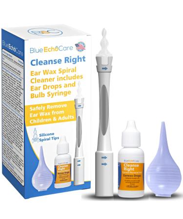 Cleanse Right 2nd Generation USA Made 1 Bottle of .5OZ Ear Drops and Ear Wax Removal Tool Kit  Ear Wax Spiral  Bulb Syringe Remove Earwax Blockage  Cleaner  Irrigation Tool