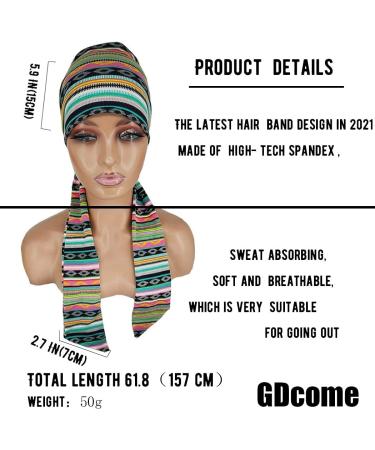 GDcome Black Tie Headbands Elastic Head Tie Edge Wrap Wide Bohemian Headband Edge Laying Scarf for Wigs Grip Band Headband for Makeup Facial Sport Yoga ( 1 piece) (F) (boho 4) - Buy Online on GoSupps.com