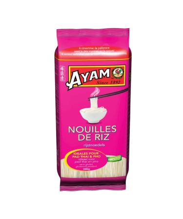 Ayam AYAM Rice Noodles | 100% Natural | Gluten-Free | Quick and Easy to Cook at Home | Ready in 4 min | Stir-Fried Noodles | Pad Thai | No Preservatives or Additives - 200g - Pack of 6