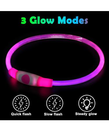 Auauy LED Light Neck Band for Dogs & Cats - Waterproof USB Charging Adjustable & Luminous Pet Safety Collar (Pink) - Buy Online on GoSupps.com