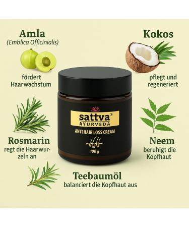 Sattva Ayurveda Ayurvedic hair cream against hair loss without rinsing nourishes and strengthens the scalp promotes hair growth reduces seasonal hair loss 100 g - Buy Online on GoSupps.com
