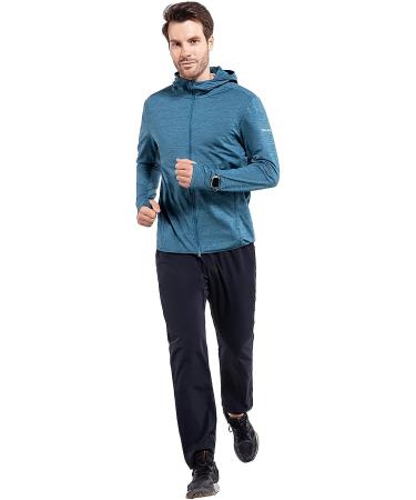 Baleaf Men's Lightweight Athletic Jacket - Quick Dry Running Shirt with Full Zip and UPF50+ Hoodie - A-blue (Small) - Buy Online on GoSupps.com
