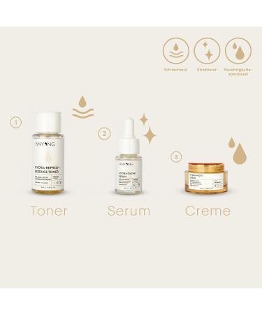 emmi-skin HYDRA-GLOW Women's Facial Care Set with 50 ml Toner 12 ml Face Serum with Snail Slime and 20 ml Anti-Blemish Face Cream Moisturizing Care - Buy Online on GoSupps.com