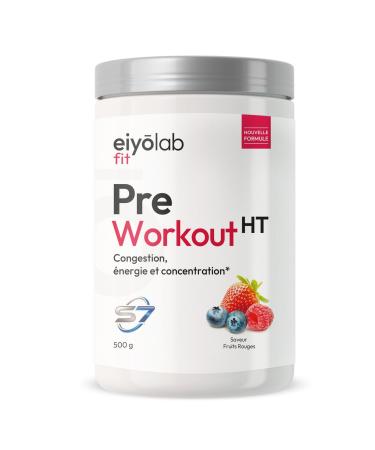 PRE WORKOUT HT | Booster Musculation sans Cr atine | 3g de B ta-Alanine + 3g d'Arginine + 4g de Citrulline + 200mg de Caf ine + S7 | nergie + Congestion Musculaire | 500g | Fruits Rouges | Eiyolab Fruits rouges 500g