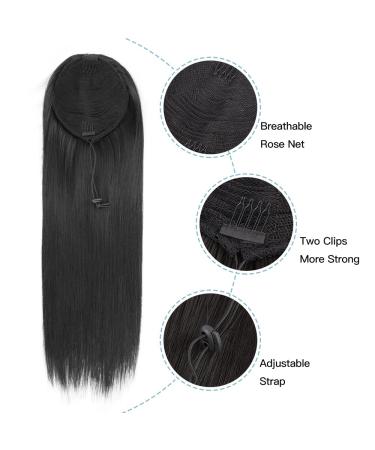 24 AISI BEAUTY Drawstring Ponytail - Natural Black Straight Hair Extensions for Women - Buy Online on GoSupps.com