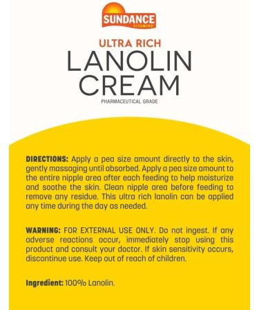 Sundance Lanolin Cream - Ultra Rich Pharmaceutical Grade 7 oz | Hypoallergenic Skin Supplement for All Skin Types - Buy Online on GoSupps.com