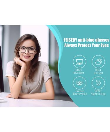 FEISEDY Retro 70s Blue Light Filter Glasses - No Prescription Blue Light Blocking for Men & Women - Model B2387 Transparent | Shop Internationally - Buy Online on GoSupps.com