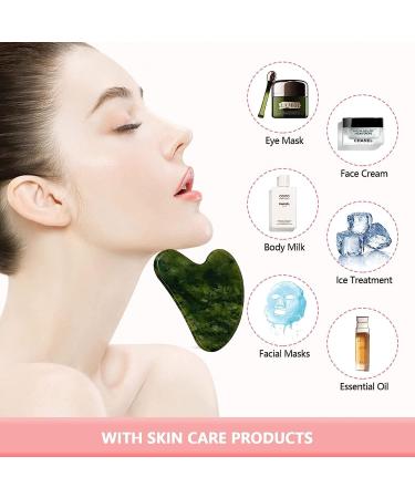 Premium Dark Green Jade Gua Sha Facial Tool - Upgraded Guasha Stone for Face - Buy Online on GoSupps.com
