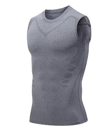 EXPECTSKY Ionic Shaping Vest Guys Men Chest Gynecomastia Compression Top to Build a Perfect Body Gray M