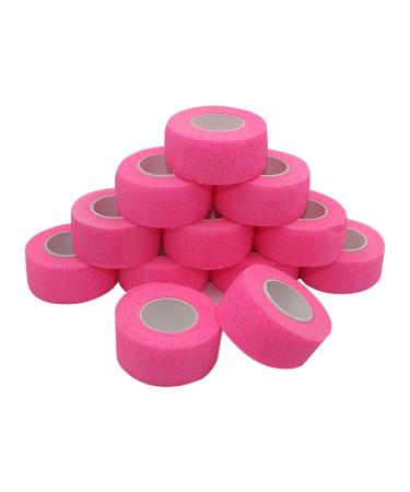 COMOmed Self Stick Cohesive Bandage Latex 1x5 Yards First Aid Bandages Stretch Sport Wrap Vet Tape for Wrist Ankle Sprain and Swelling Hot Pink 12 Count (Pack of 1) Pink