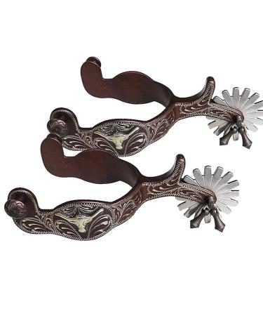 Generic Western Cowboy Spurs Steel Horse Racing Equipment Rider Hand Carved Flower Spurs