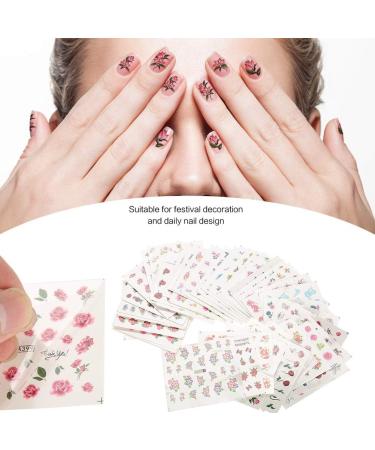 Nail Art Sticker 50 Sheets Mixed Flower Butterfly Cartoon Nail Art Water Transfer Sticker Nail DIY Decals(BLE) Mixed Set Ble - Buy Online on GoSupps.com