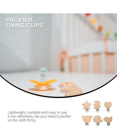 Garneck 6Pcs Natural Wood Beech Suspender Pacifier Clips for DIY Pacifier Chains - Mixed Animal Shapes - Buy Online on GoSupps.com