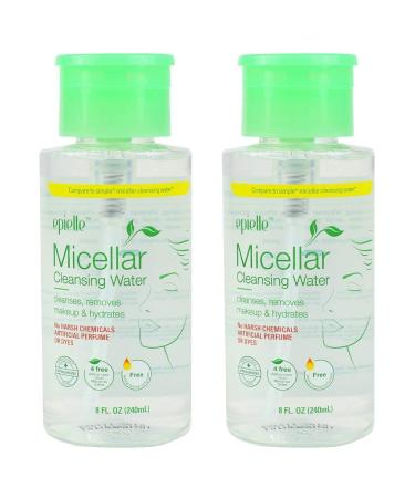Epielle Micellar Cleansing Water | Cleansing and Makeup Remover | For All Skin Types | Gently Removes Makeup to Cleanse Skin | 8 Fl Oz (2 Pack)
