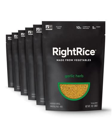 RightRice - Garlic Herb (7oz. Pack of 6) - Made from Vegetables - High Protein, Vegan, non GMO, Gluten Free Garlic Herb 7 Ounce (Pack of 6)