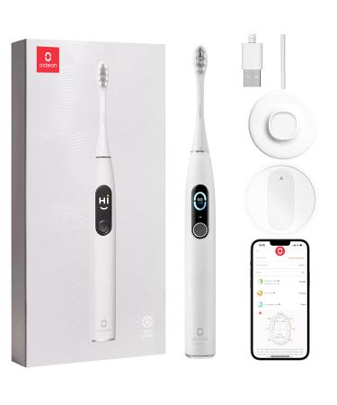 Oclean X Pro Elite Ultra-Quiet Sonic Electric Toothbrush for Adults,4 Modes with Timer, Color Touchscreen App-aided, Wireless Quick Charge for 35 Days, Travel Rechargeable Power Smart Toothbrush Gray Single