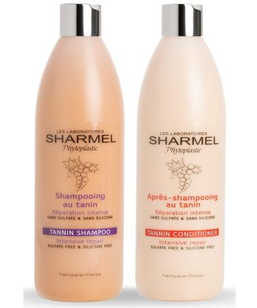 Duo Kit Sulfate Free - Silicone Free - Shampoo and Tannin Treatment Kit for Brazilian Smoothing and Tannin (1 liter x 2) - Made in France