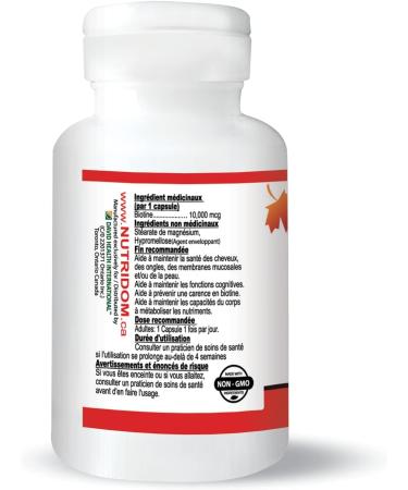 Nutridom Biotin Capsules 10000mcg for Hair Growth B7-Vitamin Supplements Supports Healthy Hair Skin and Nails Vegan Non-GMO Gluten-Free Dairy & Soy Free (60 Count) - Buy Online on GoSupps.com