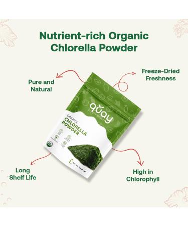 Quay Naturals Organic Chlorella Powder 4oz Freeze-Dried Non-GMO Gluten-Free Broken Cell Wall Rich in Chlorophyll & Plant-Based Nutrients Smoothie Booster 100% Pure & USDA Organic. - Buy Online on GoSupps.com