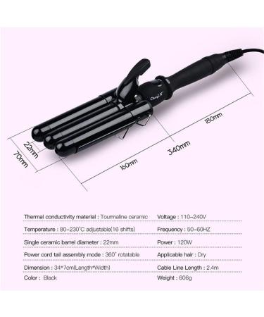 Curling Iron Professional Hair Curling Wand LCD Digital 3 Barrels Curling Iron Wand 25mm Tourmaline Ceramic Triple Barrels Anion Large Hair Waver Roller 19mm 22mm 25mm BY ZZYY (Color : 19mm) - Buy Online on GoSupps.com