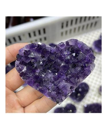 1PC Natural Amethyst Quartz Crystal Heart Cluster Specimen Stones Natural Luster 4-5cm