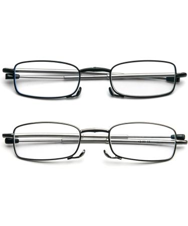 Kokobin Foldable Reading Glasses - Stainless Steel Anti-Blue Light 2 Pairs with Hard Shell Case for Men & Women - +2.0 Reading Aid - Buy Online on GoSupps.com