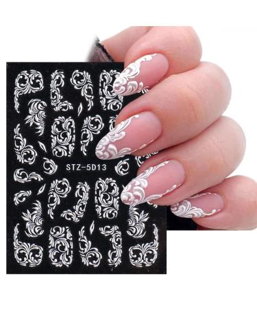 4 Sheets 5D Flower Nail Art Stickers - Self-Adhesive Retro Floral Lace Decals for DIY Manicure | Acrylic Nail Decorations for Women & Girls - Buy Online on GoSupps.com