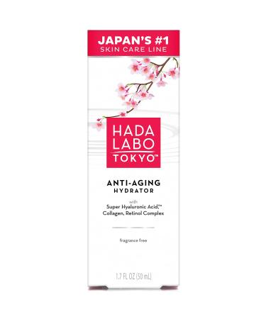 Hada Labo Tokyo Anti-Aging Hydrator 1.7 Fl. Oz - with Super Hyaluronic Acid  Collagen and Retinol Complex - lightweight anti aging serum helps increase firmness and elasticity  fragrance free