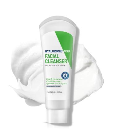 TUOSHITONG Hyaluronic Acid Facial Cleanser Gentle Exfoliating Face Wash Deep Pore Cleanser & Blackhead Removal | Keep Skin Water Oil Balancing Moisturizing Formula For Dry to Normal Skin / 4.05 Fl.Oz