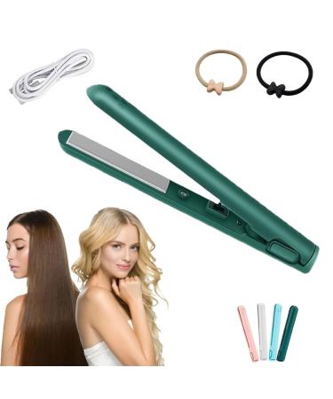 Mini Dual-Purpose Curling Iron USB Mini Dual-purpose Hair Straightener Curling Iron Goodwillbrave Mini Curling Iron Long-Lasting Portable Travel Hair Styler (Green)