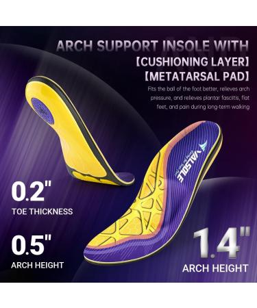 VALSOLE Plantar Fasciitis Insoles - Heavy Duty Support for Men & Women | Pain Relief Orthotics for Flat Feet High Arches Metatarsalgia | Work Boot Shoe Insole (Purple - Buy Online on GoSupps.com