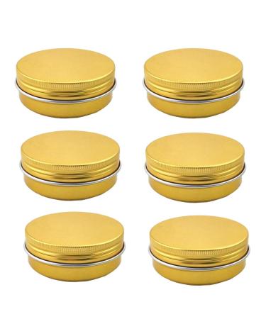 6 Pack 40ml Gold Aluminum Round Lip Balm Makeup Containers Jars with Screw Lid for Beauty Products 40ml