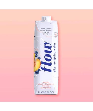 Flow Water Organic Peach and Blueberry Flavoured Spring Water (12/1L) 12 Count - Buy Online on GoSupps.com
