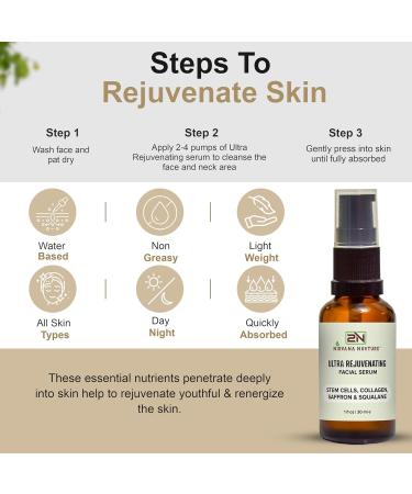 Ultra Rejuvenating Face Serum | Boost Skin Glow Elasticity & Tone | Anti-Aging with Stem Cells & Hyaluronic Acid - Buy Online on GoSupps.com