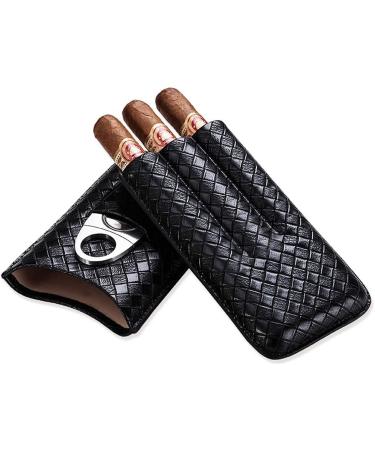 Portable Cigar Case Travel 3 Tube Humidor Classy Crocodile Pattern Leather Travel Cigar Case Cigar Storage Box Holds up to 3 Cigars Black - Buy Online on GoSupps.com