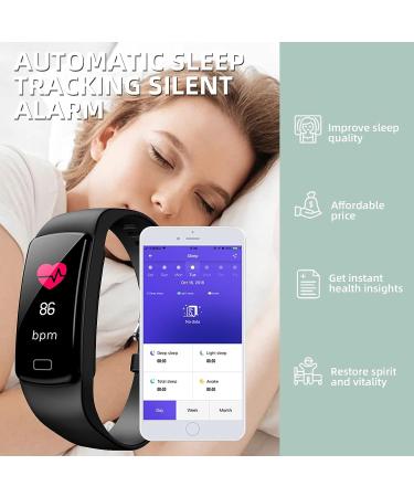 PUBU Fitness Tracker | Heart Rate Monitor Activity Tracker IP68 Waterproof | Sleep Monitor | Step Counter Pedometer | Health Exercise Watch for Women Men | Black - Buy Online on GoSupps.com