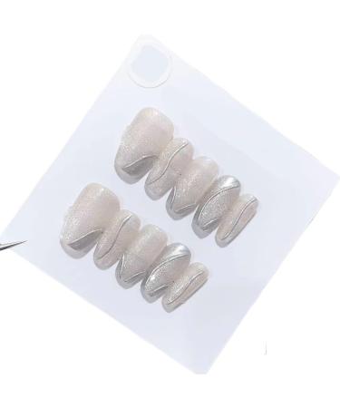 Handmade Long and Short Nail Patches for Artificial Nail Enhancement(Color:19571 Size:S)