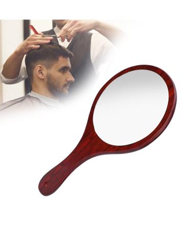 Hand Mirror  Vintage Hairdressing Mirror Wooden Handle Makeup Handheld Mirror Red Handheld Vanity Mirror with Handle for Household for Barber Home Travel Bathroom Desk Makeup Beauty Grooming Shaving