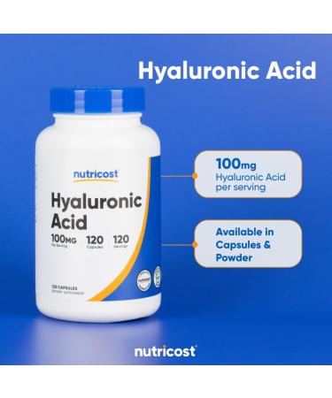 Nutricost Hyaluronic Acid Capsules 100mg 120 Vegetarian Capsules - Gluten Free Non-GMO (Pack of 2) - Buy Online on GoSupps.com
